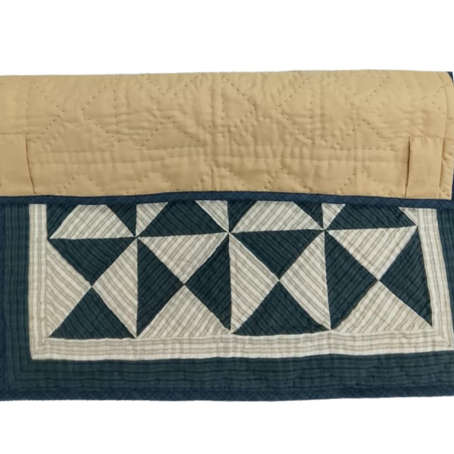 Hand made Hand quilted wall hanging, Table Topper 20"x20" Seersucker Windmill Patchwork plaid quilt by Home Heart brands (Made in India)