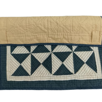 Hand made Hand quilted wall hanging, Table Topper 20"x20" Seersucker Windmill Patchwork plaid quilt by Home Heart brands (Made in India)