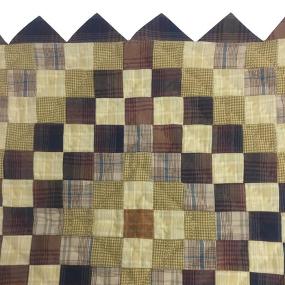 Hand made Hand quilted Throw Quilt, Table Topper  sunrise autumn plaid calico zig zag quilt by Home Heart brands (Made in India)