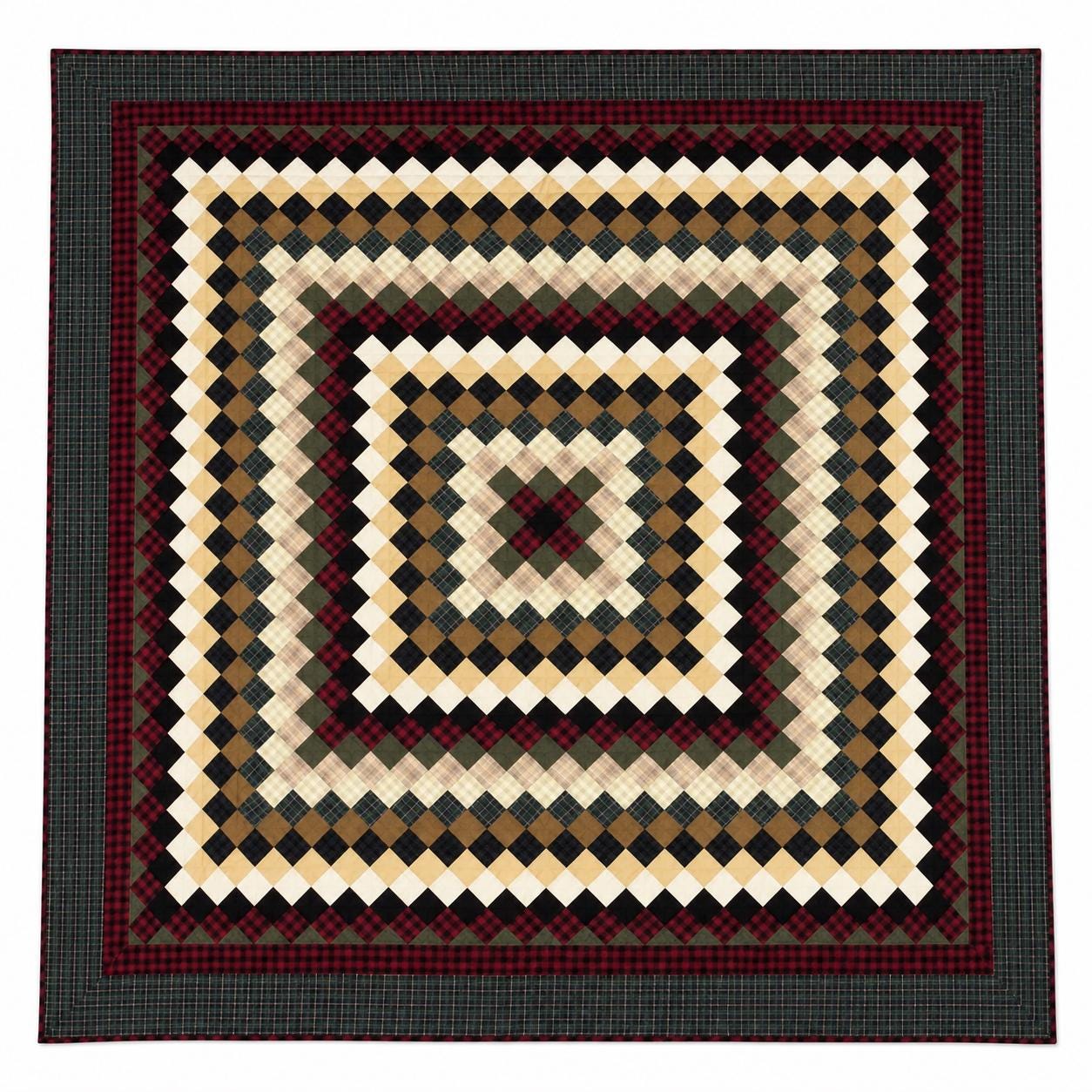 Make to Order Hand Quilted Quilt Trip Around the World Bedspread, Primitive Country Patchwork, Plaid Rustic Bedding by HOME HEART Brands