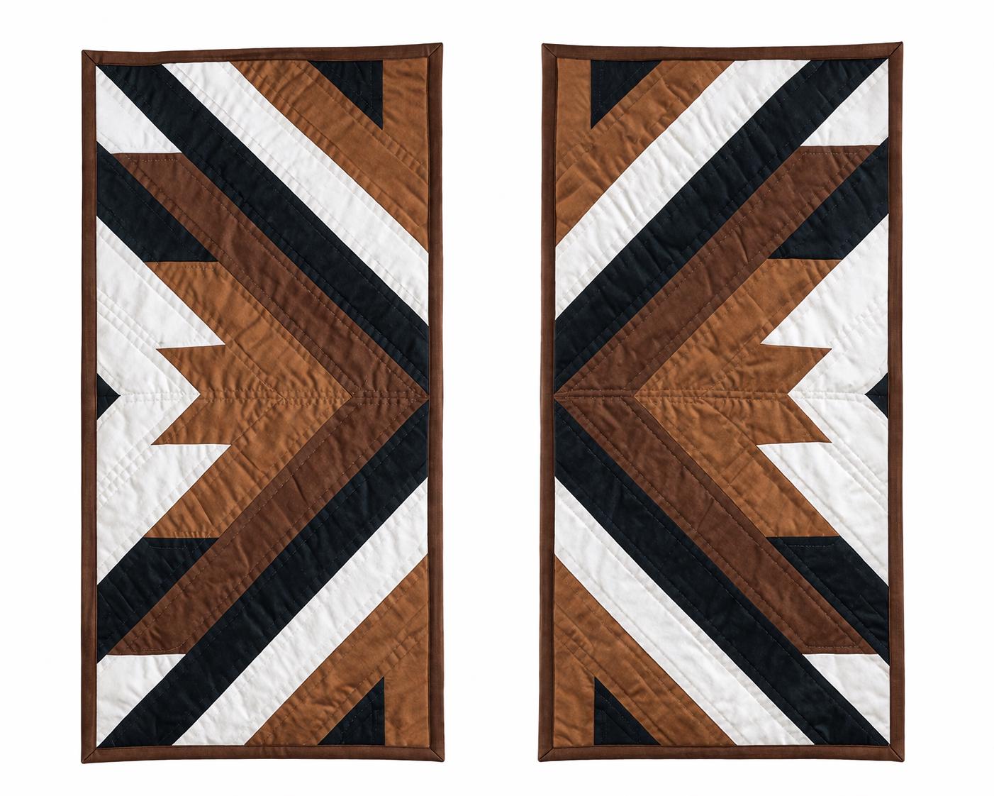 Hand made Hand quilted patchwork wall hanging, Table Topper 10"x20" Barn Broken star quilt- set of 2 by Home Heart brands (Made in India)