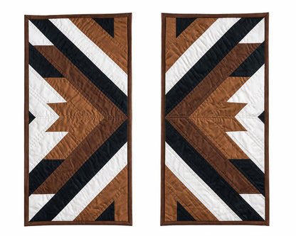 Hand made Hand quilted patchwork wall hanging, Table Topper 10"x20" Barn Broken star quilt- set of 2 by Home Heart brands (Made in India)