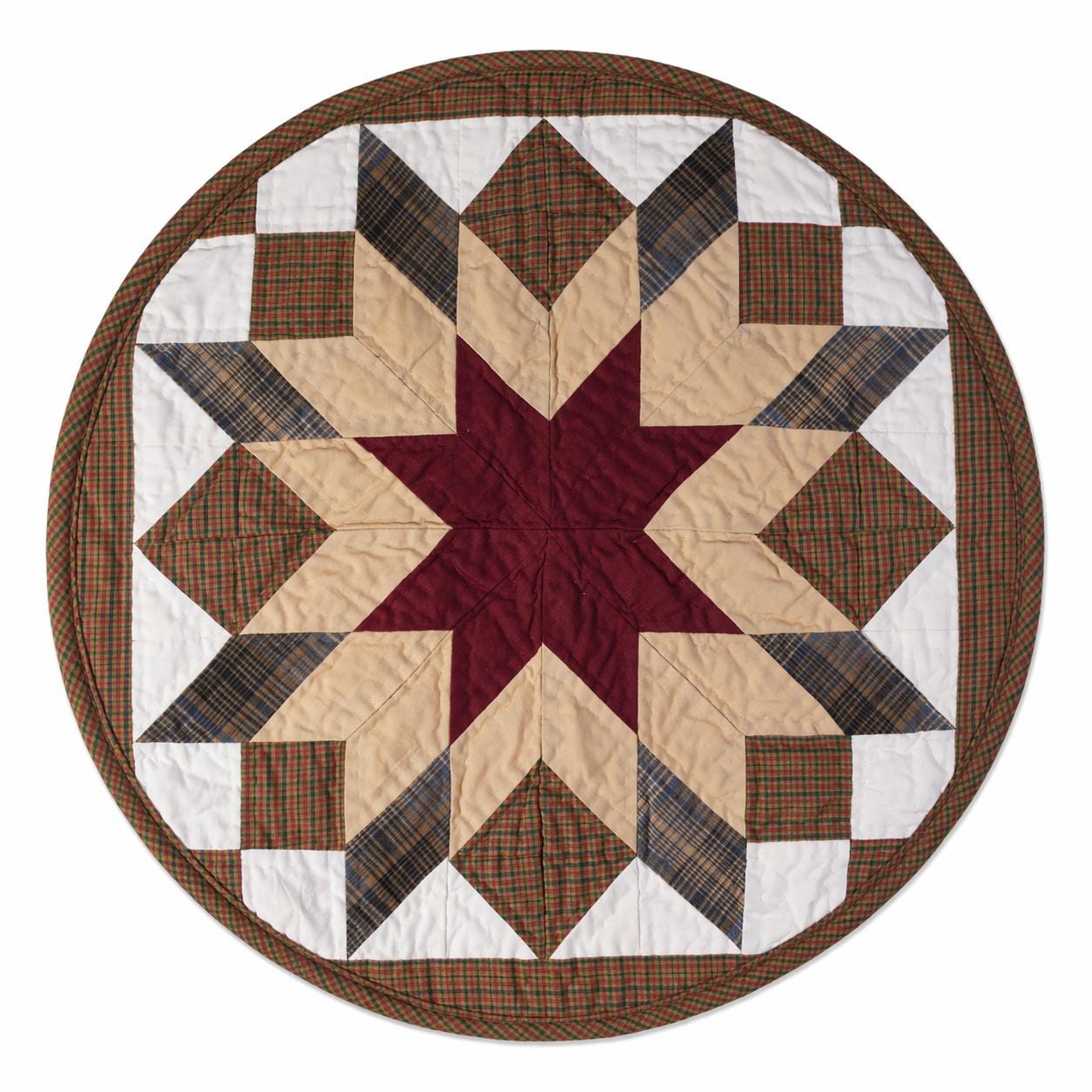 Hand made Hand quilted round Table Topper Southwestern star quilt by Home Heart brands (Made in India)