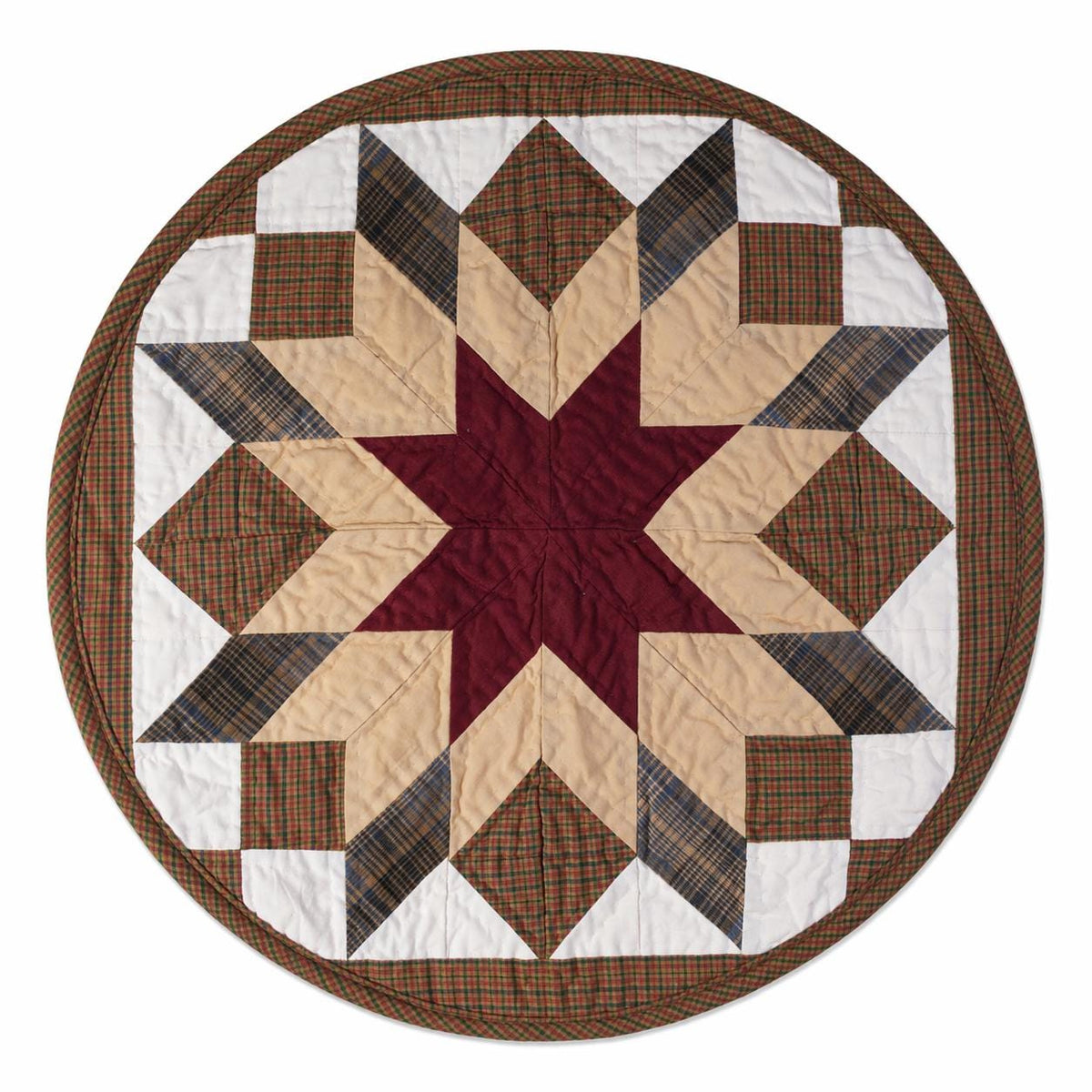 Hand made Hand quilted round Table Topper Southwestern star quilt by Home Heart brands (Made in India)
