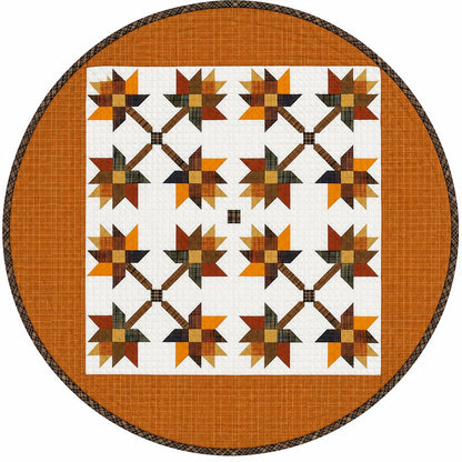 Hand made hand quilted round quilt, table accent piece, Table topper Autumn leaves fall quilt Cotton Heirloom Quality by HOME HEART Brands