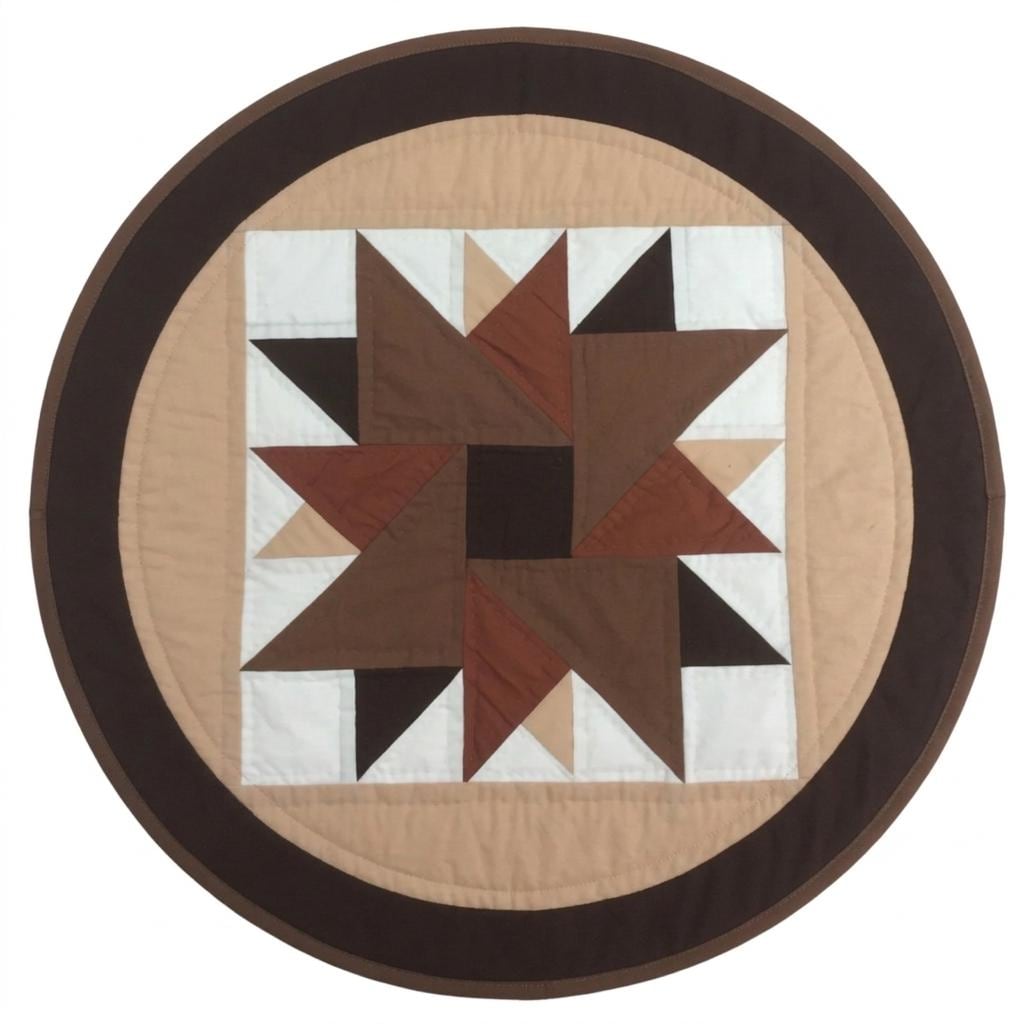 Hand made Hand quilted  round Table Topper Barn star quilt by Home Heart brands (Made in India)