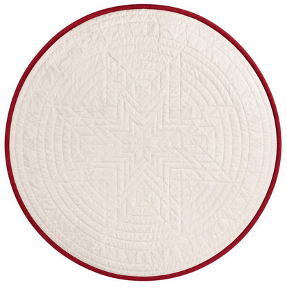 Handmade Hand Quilted Feathered Star Round Table Topper  Patchwork Plaid Quilt | Country Farmhouse Decor | Home Heart Brands | Made in India