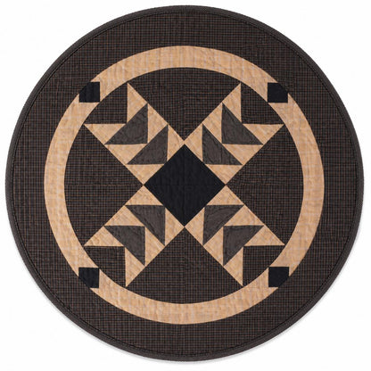 Hand made Hand quilted round Table Topper Primitive flying geese plaid quilt by Home Heart brands (Made in India)