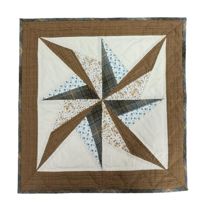 Table topper ,Wall hanging hand quilted quilt Patchwork | Country Farmhouse Quilt Decor | Primitive spinning star Cotton calico plaid Quilt