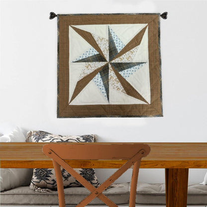 Table topper ,Wall hanging hand quilted quilt Patchwork | Country Farmhouse Quilt Decor | Primitive spinning star Cotton calico plaid Quilt