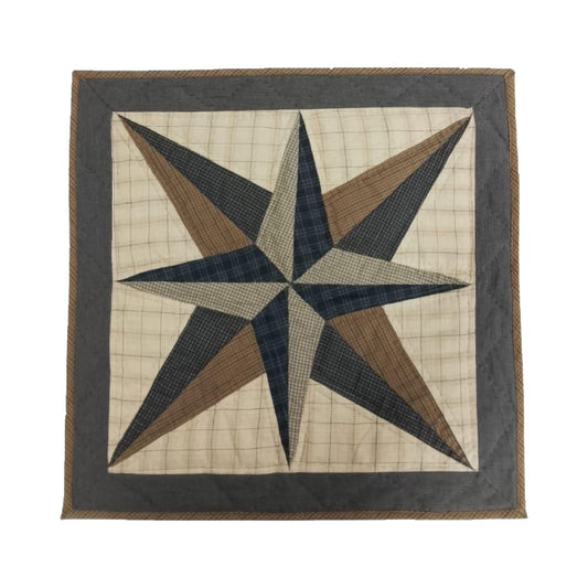 Hand made Hand quilted wall hanging, Table Topper 20"x20" Stars all around plaid quilt by Home Heart brands (Made in India)