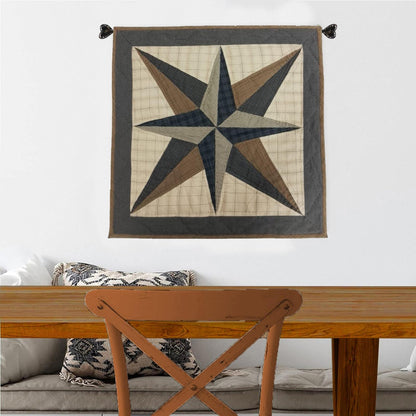 Hand made Hand quilted wall hanging, Table Topper 20"x20" Stars all around plaid quilt by Home Heart brands (Made in India)