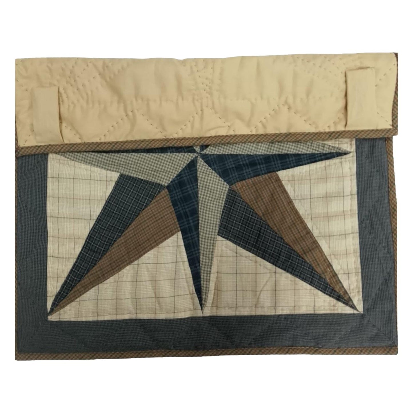 Hand made Hand quilted wall hanging, Table Topper 20"x20" Stars all around plaid quilt by Home Heart brands (Made in India)