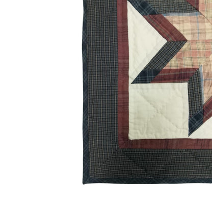 Hand made Hand quilted wall hanging, Table Topper 20"x20" Star burst plaid quilt by Home Heart brands (Made in India)
