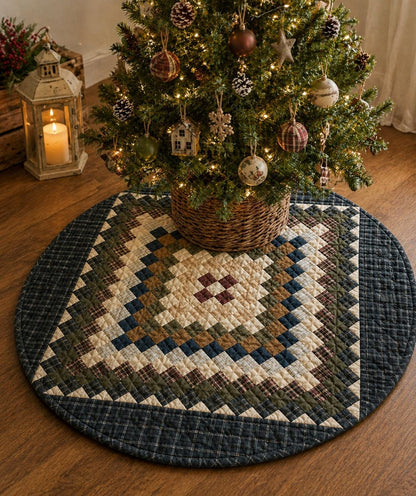 Hand made Hand quilted round Table Topper Trip Around the World Patchwork Plaid Table Topper quilt by Home Heart brands (Made in India)