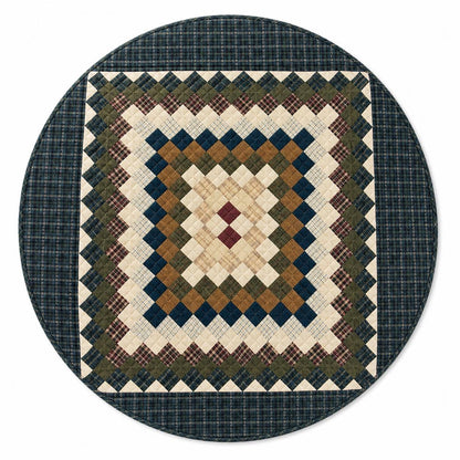 Hand made Hand quilted round Table Topper Trip Around the World Patchwork Plaid Table Topper quilt by Home Heart brands (Made in India)
