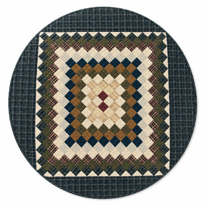 Hand made Hand quilted round Table Topper Trip Around the World Patchwork Plaid Table Topper quilt by Home Heart brands (Made in India)