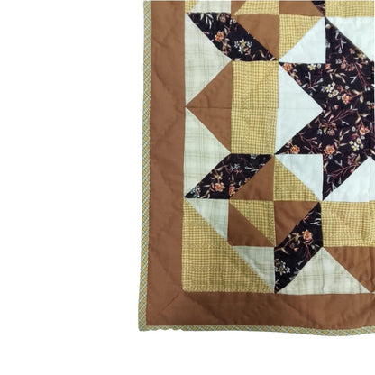Wall hanging  hand quilted quilt, Table topper, Patchwork | Primitive Autumn Prairie Star Patchwork Farmhouse Quilt | Primitive Cotton Quilt
