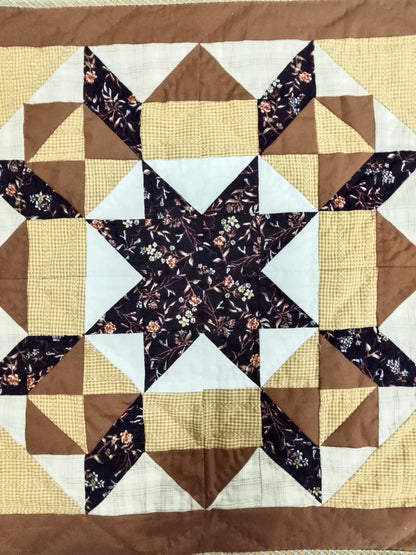 Wall hanging  hand quilted quilt, Table topper, Patchwork | Primitive Autumn Prairie Star Patchwork Farmhouse Quilt | Primitive Cotton Quilt