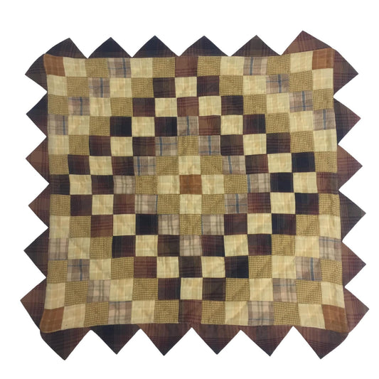 Hand made Hand quilted Throw Quilt, Table Topper  sunrise autumn plaid calico zig zag quilt by Home Heart brands (Made in India)