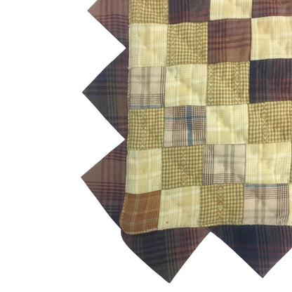 Hand made Hand quilted Throw Quilt, Table Topper  sunrise autumn plaid calico zig zag quilt by Home Heart brands (Made in India)