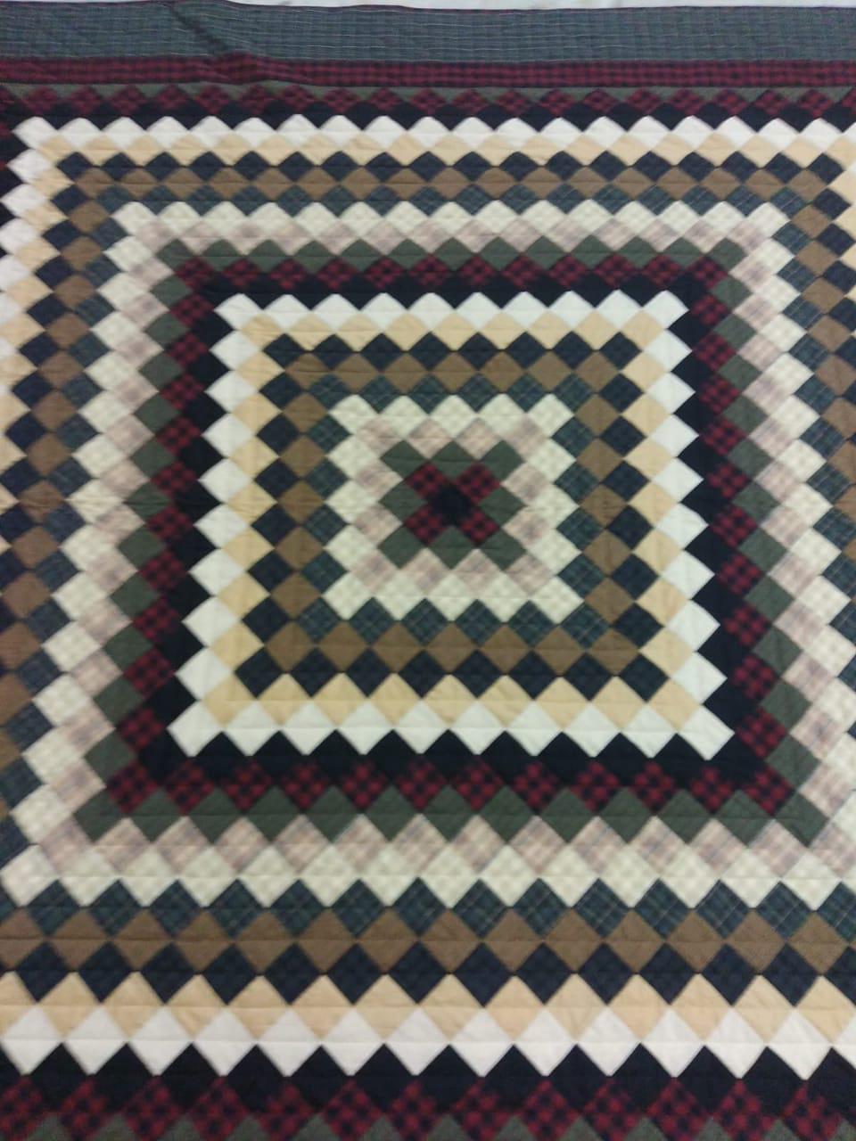 Make to Order Hand Quilted Quilt Trip Around the World Bedspread, Primitive Country Patchwork, Plaid Rustic Bedding by HOME HEART Brands