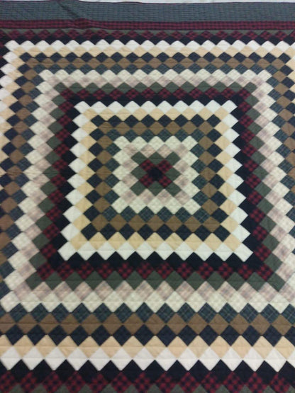 Make to Order Hand Quilted Quilt Trip Around the World Bedspread, Primitive Country Patchwork, Plaid Rustic Bedding by HOME HEART Brands