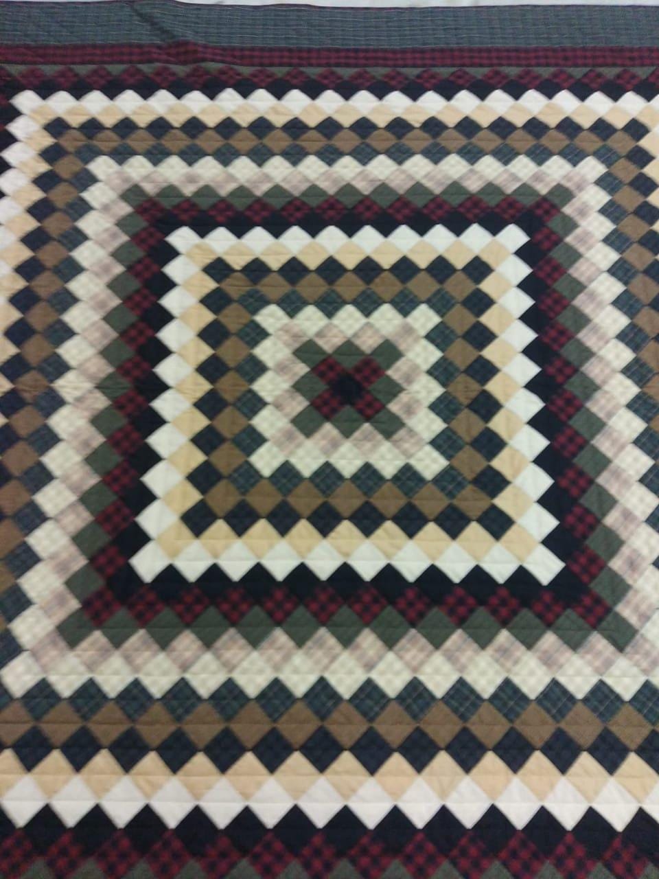 Make to Order Hand Quilted Quilt Trip Around the World Bedspread, Primitive Country Patchwork, Plaid Rustic Bedding by HOME HEART Brands