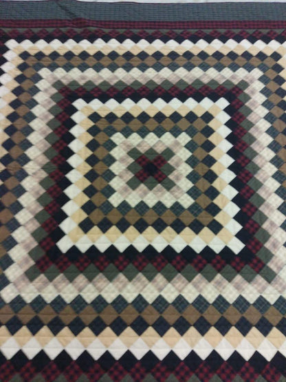 Make to Order Hand Quilted Quilt Trip Around the World Bedspread, Primitive Country Patchwork, Plaid Rustic Bedding by HOME HEART Brands