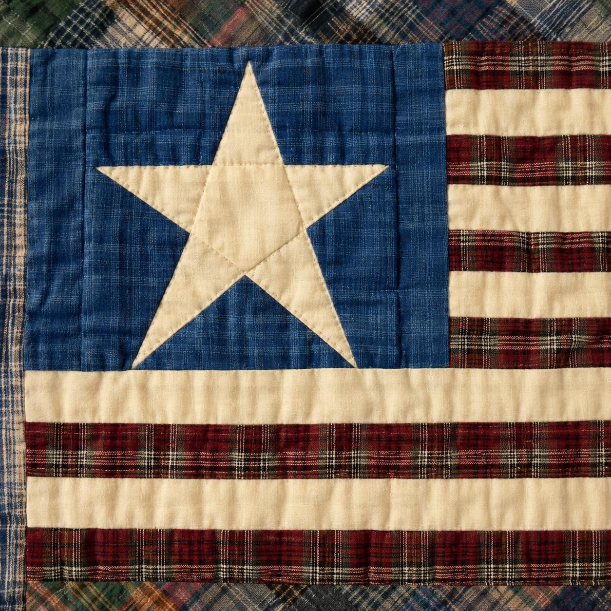 Primitive Old Glory Americana Flag 16"x50" Quilted Table Runner, Table Toppers & Wall Hanging by Home Heart Brands (Made in India)