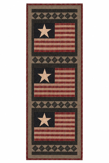 Primitive Americana Flag Quilted Wall Hanging / Table Runner 16"x50" – Rustic Country Farmhouse Decor by HOME HEART Brands(made in INDIA)