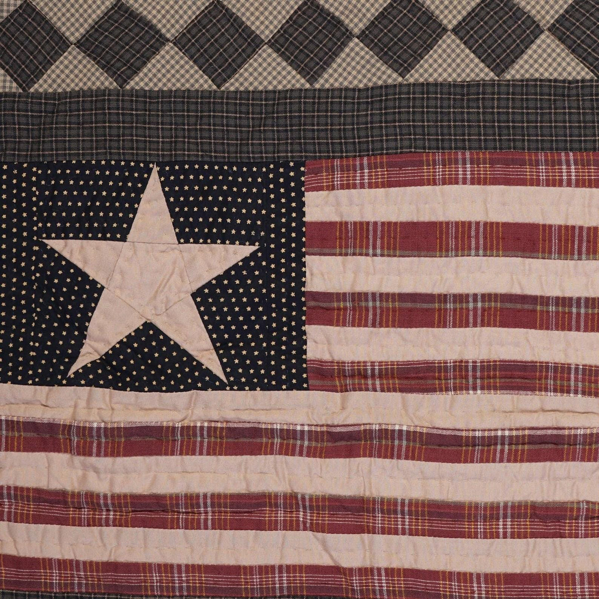 Primitive Americana Flag Quilted Wall Hanging / Table Runner 16"x50" – Rustic Country Farmhouse Decor by HOME HEART Brands(made in INDIA)