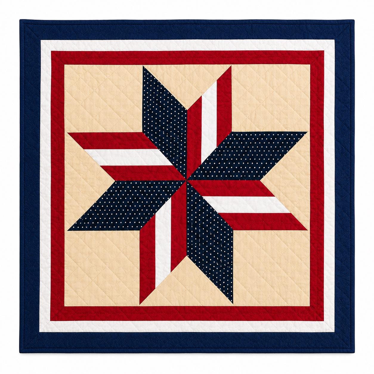 Primitive Americana Star Quilted Table Topper & Wall Hanging,  Country Farmhouse Quilt Decor by Home Heart Brands ( made in India)