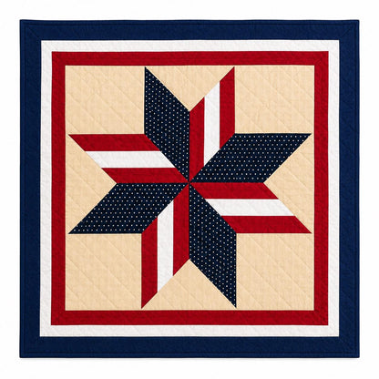 Primitive Americana Star Quilted Table Topper & Wall Hanging,  Country Farmhouse Quilt Decor by Home Heart Brands ( made in India)