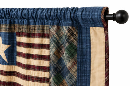 Primitive Americana Flag Patchwork Window Valance – Rustic Country Farmhouse Curtain Topper 73"x17" by Home Heart Brands