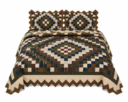 Make to order: Trip Around the World Zig Zag Hand Quilted Bedspread Quilt, Country Patchwork Bedding by HOME HEART BRANDS (Made in India)