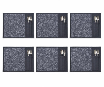 Denim Floral Placemat with Cutlery Pocket reversible Table runner, Trivet, placemat & Table toppers design by HOME HEART Brands