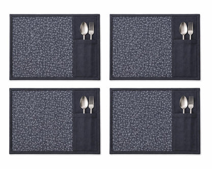 Denim Floral Placemat with Cutlery Pocket reversible Table runner, Trivet, placemat & Table toppers design by HOME HEART Brands