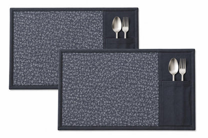 Denim Floral Placemat with Cutlery Pocket reversible Table runner, Trivet, placemat & Table toppers design by HOME HEART Brands