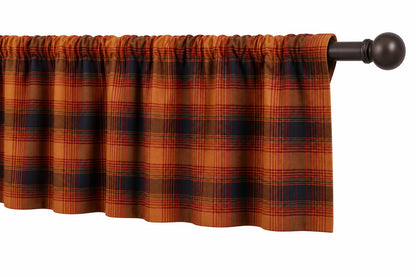 Burnt Rust Plaid Window Valance 17"x73" , Farmhouse Country Curtain Topper, Kitchen Window Treatment by HOME HEART BRANDS (Made in India)