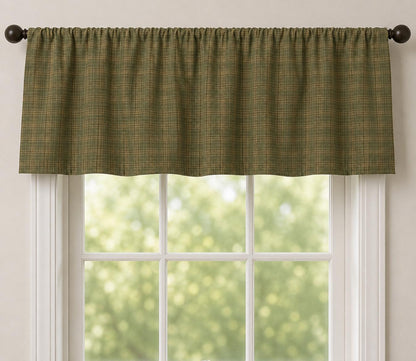 Heritage Green Plaid Window Valance 17"x73" Farmhouse Country Curtain Topper, Kitchen Window Treatment by HOME HEART BRANDS (Made in India)