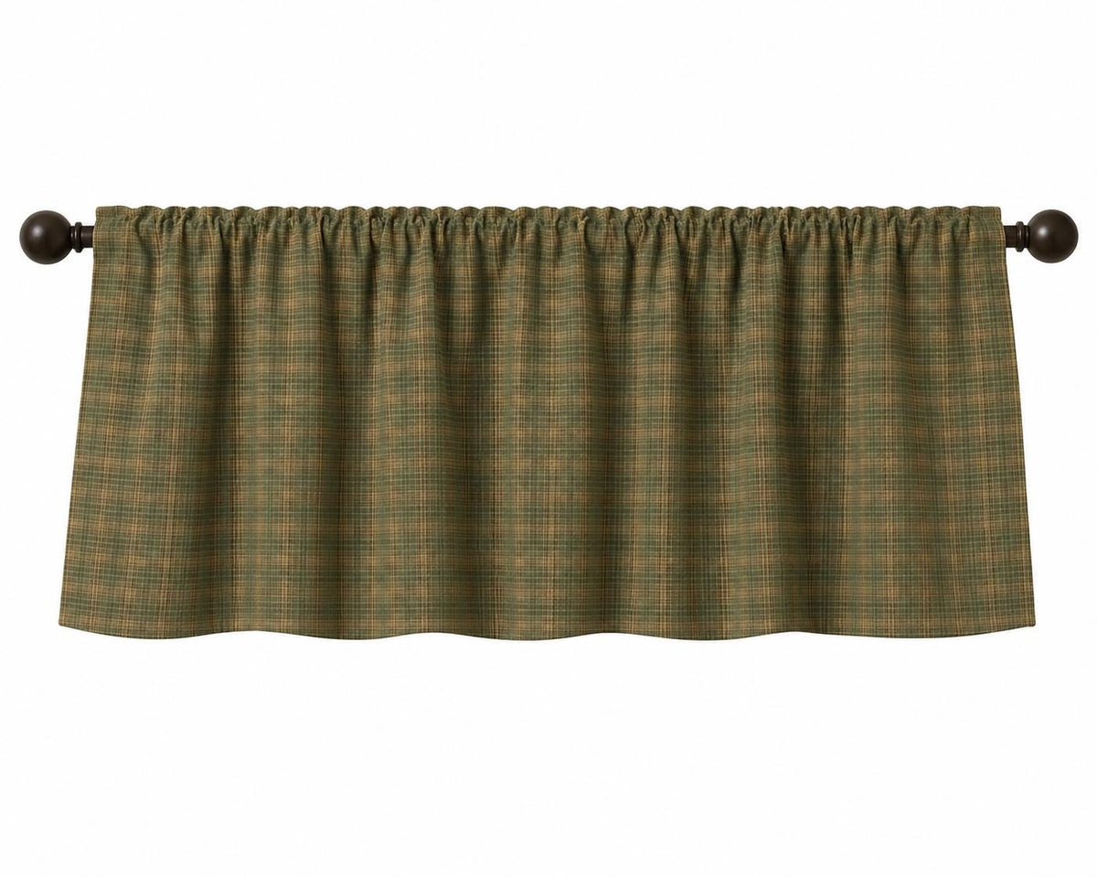 Heritage Green Plaid Window Valance 17"x73" Farmhouse Country Curtain Topper, Kitchen Window Treatment by HOME HEART BRANDS (Made in India)