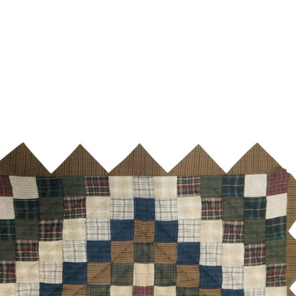 Hand made Hand quilted Throw Quilt, Table Topper Trip Around the World plaid calico zig zag quilt by Home Heart brands (Made in India)