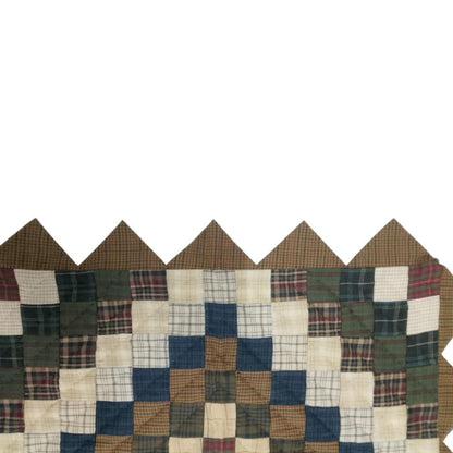 Hand made Hand quilted Throw Quilt, Table Topper Trip Around the World plaid calico zig zag quilt by Home Heart brands (Made in India)
