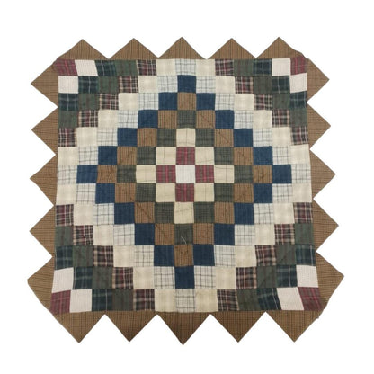 Hand made Hand quilted Throw Quilt, Table Topper Trip Around the World plaid calico zig zag quilt by Home Heart brands (Made in India)