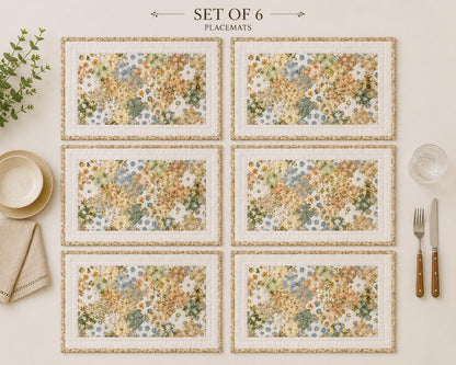 Vintage Calico Floral Quilted Placemats, Patchwork Farmhouse Table Mats, Country Cottage Dining Decor by HOME HEART Brands (Made in India)”