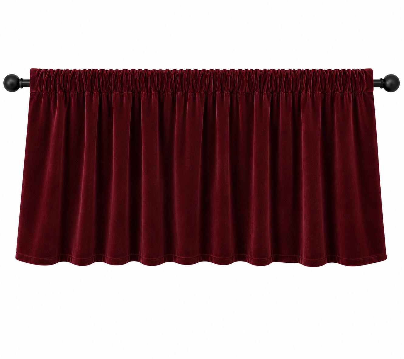 Luxury Burgundy Velvet Rod Pocket Window Valance Custom Size Curtain Valance Farmhouse Velvet Kitchen Window Treatment Home Heart Collection