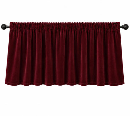 Luxury Burgundy Velvet Rod Pocket Window Valance Custom Size Curtain Valance Farmhouse Velvet Kitchen Window Treatment Home Heart Collection