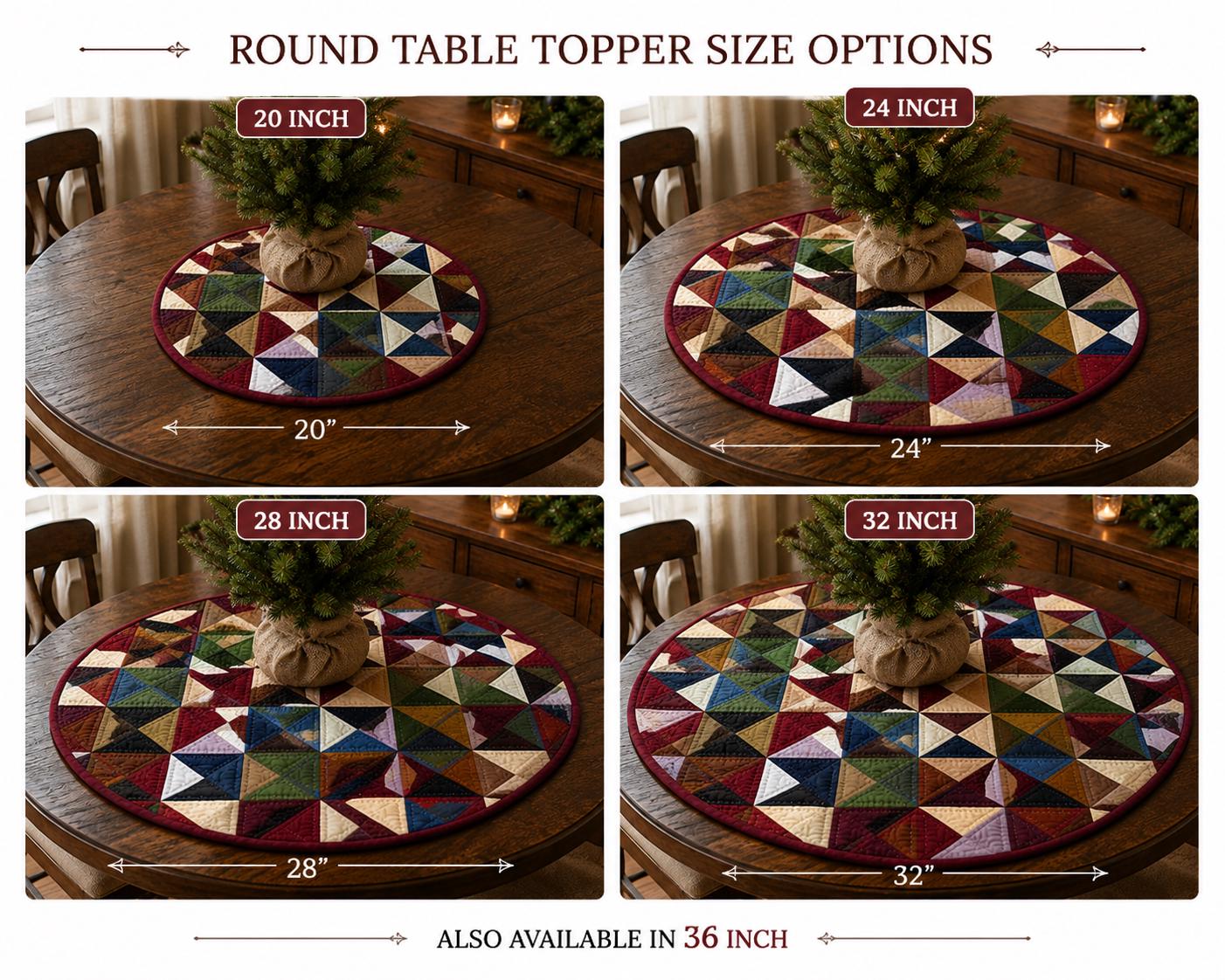 Primitive Pinwheel Hand Quilted Round Table Topper, Farmhouse Patchwork Table Mat, Country Rustic Quilt Centerpiece, Primitive Home Decor
