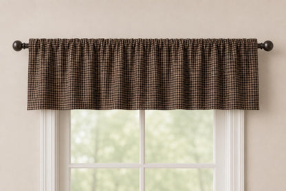 Primitive Plaid Window Valance Farmhouse Rod Pocket Curtain Valance with Khaki Lining Rustic Country Heritage Plaid Collection Made in India
